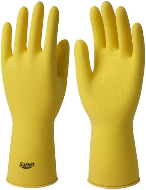 LUVA LATEX SSANRO TOP FORRA AMARELA B MEDIA